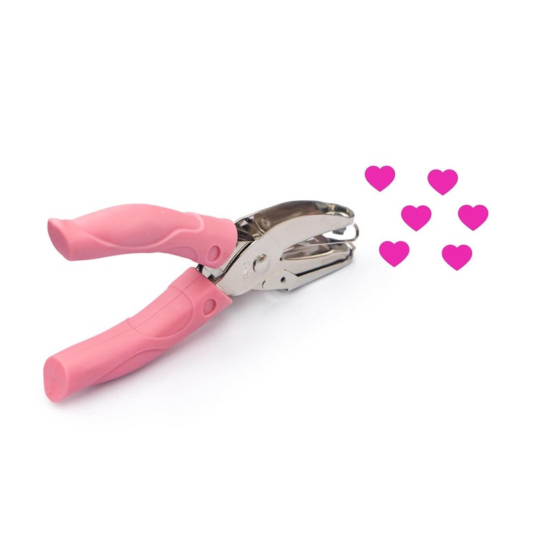 krastmon Heart Shape Hole Handhold Single Paper Punch for Paper and Crafts, 1/4 inch Puncher with Pink Soft Thick Silicone Cover - Image 1